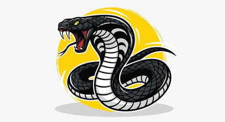 Fierce Cobra Snake Mascot Design with Striking Yellow Background.