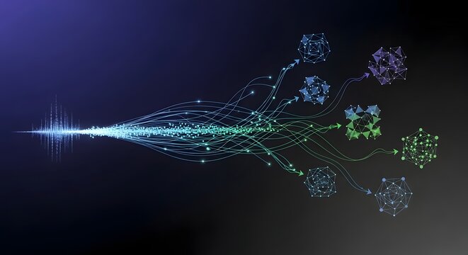 Stacked glowing digital cubes representing cloud data and network architecture