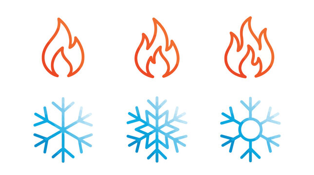 Six Weather Temperature Icons Collection Hot Cold Thermometer Signs for Climate Forecast UI