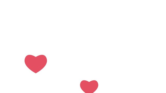 Floating red hearts animation on white background. Romantic motion graphic for Valentine's Day and weddings.