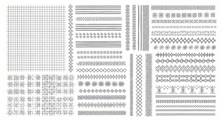 Obraz premium Decorative Line Patterns and Geometric Borders - Vector Design Elements