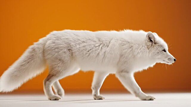 White Arctic Fox Walking Profile.