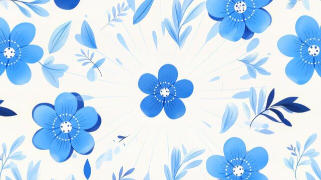 Blue Floral Elegance: A delicate pattern of blue flowers and leaves creates a harmonious design. Capturing the fresh and light atmosphere.
