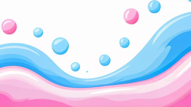 Abstract Waves and Spheres: An abstract design featuring smooth, flowing waves in shades of blue and pink, complemented by spherical shapes floating in a dynamic composition.