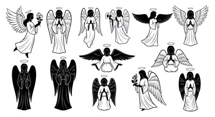 Collection of Angel Icons: Praying, Holding Flowers, with Wings © Ulfi