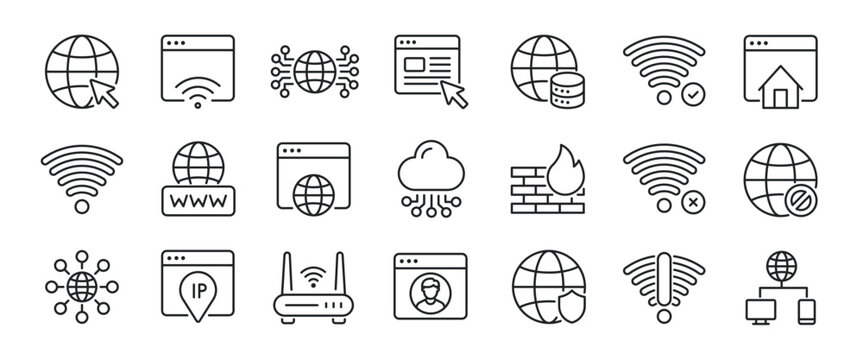 Internet thin line icons. For website marketing design, logo, app, template, ui, etc. Vector illustration
