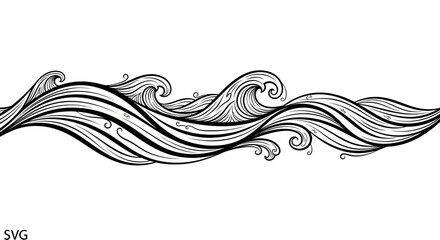 Fototapeta premium Abstract Wave Pattern Black and White Illustration
