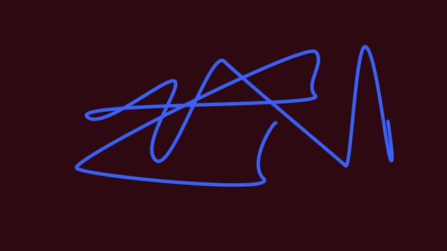 glowing blue neon squiggle line on black background minimalist abstract design