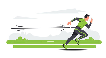 Fototapeta premium Runner with arrow attached to waist, symbolizing speed, competition, and overcoming challenges.