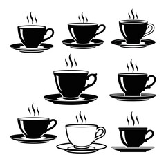 Fototapeta premium Hot Coffee Cups Set - Steaming Beverage Collection