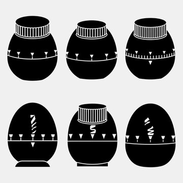 Kitchen Egg Timers - Set of Six Silhouette Icons