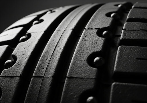 Black car tire tread close up, textured rubber surface of automotive wheel, industrial vehicle part for transportation safety