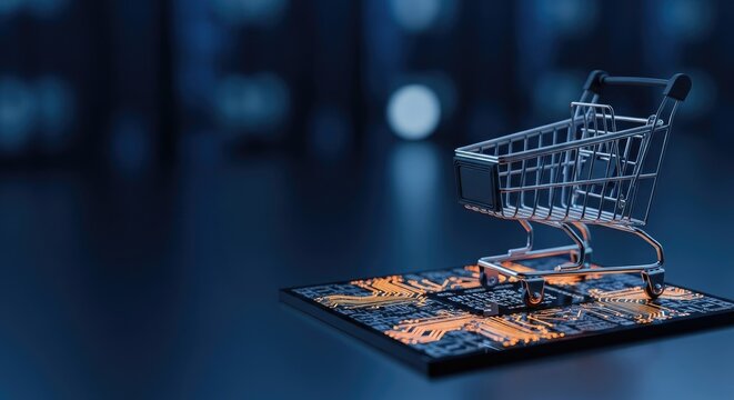 Online Shopping Cart on Digital Tablet.