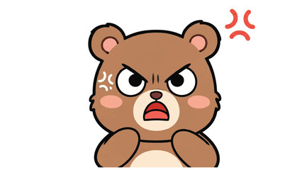 Fototapeta premium Angry cartoon bear with frown face.