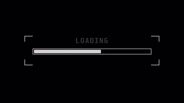 Cyberpunk loading bar animation with glitch on black background. computer cyberpunk loading screen HUD. 4k video