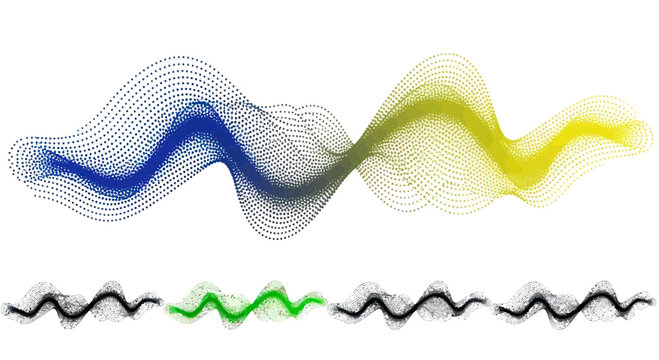 Abstract Sound Wave Particles Motion Graphics Blue Yellow Green