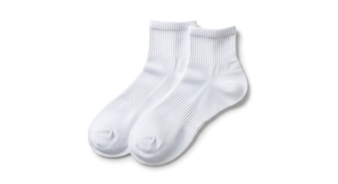 Pair of white ribbed ankle socks for everyday wear and athletic activities