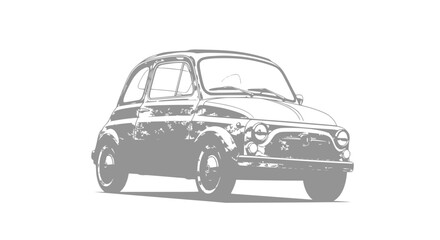 Fototapeta premium Vintage Fiat 500 Car Silhouette Outline, Retro Italian Automobile