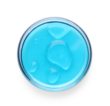 Biochemistry. Petri dish with samples isolated on white, top view