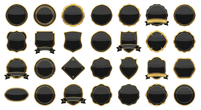 Collection of Blank Emblem Seals, Badges, Labels, Ribbons, and Stamps