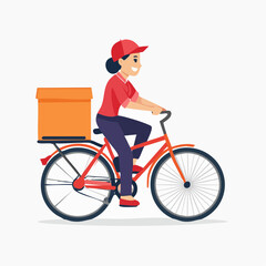 Naklejka premium Delivery Person Riding Bicycle with Package