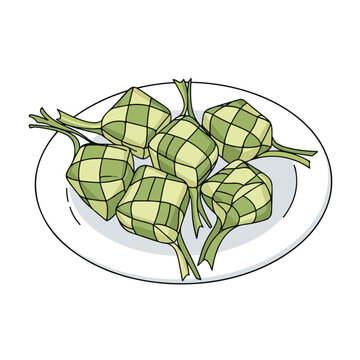 Traditional Dumplings on White Plate.