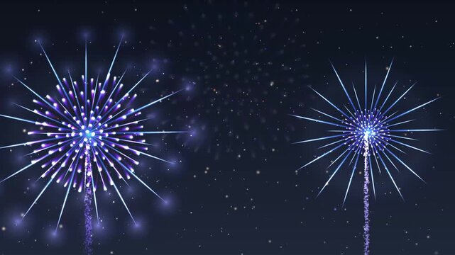 Stunning nighttime sky with a dynamic display of colorful fireworks exploding in a vibrant, celebratory show.