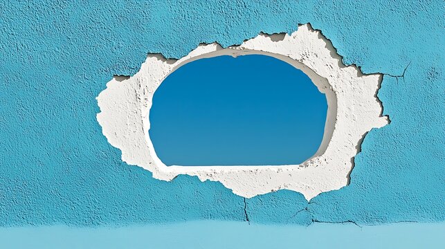 Torn paper revealing blue background texture.
