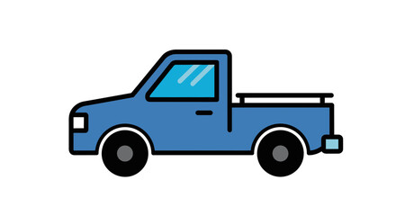Fototapeta premium Blue Pickup Truck Illustration - Simple Cartoon Style