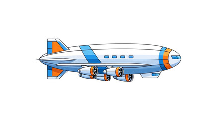 Modern Airship Blimp Zeppelin with Propellers, Vector Illustration © Azrha
