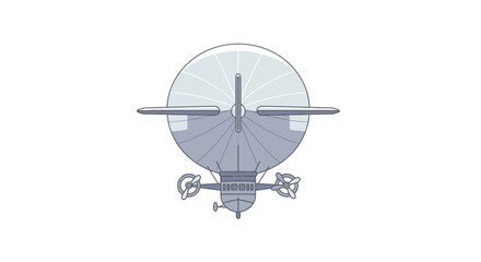 Top view of a vintage blimp airship with propellers against a white background © Azrha