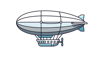 Vintage Airship Illustration: Retro Blimp with Gondola and Propeller © Azrha