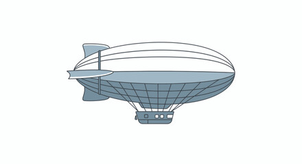 Vintage Airship Illustration - Retro Blimp on White Background © Azrha