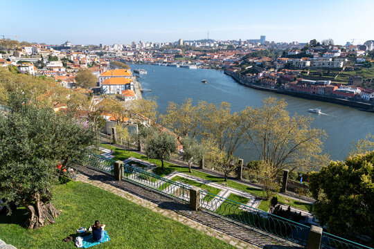 View from the Jardins do Pal&aacute;cio de Cristal across the Porto and Vila Nova de Gaia sides of the Duoro River