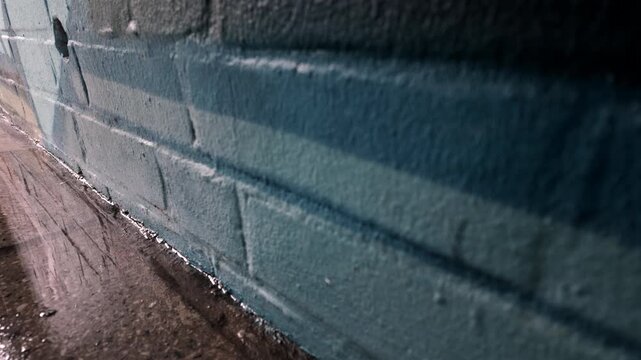 Raw industrial water flow on concrete urban infrastructure, 4K organic texture detail.