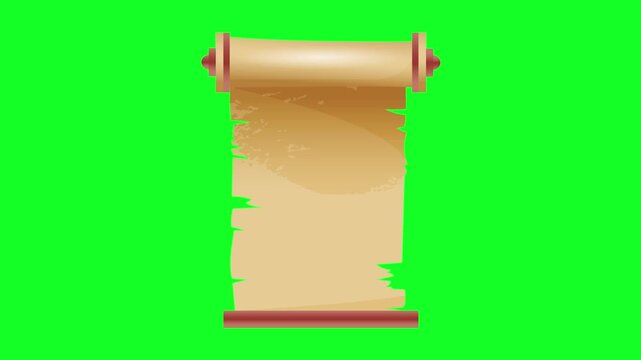 Scroll, Parchment on green screen background
Old Paper Scroll 3d roll 4k parchment animation open up from left to right with green screen frame on blank empty space | Vintage paper scroll or parchment