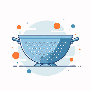 Blue Colander with Orange and Blue Dots