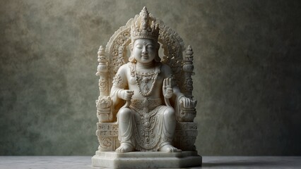 Obraz premium White statue sitting on top of table, high quality conceptual artwork - Generative AI