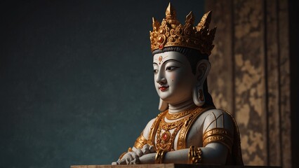 Obraz premium Artistic visualization of statue of woman with crown on her head - Generative AI