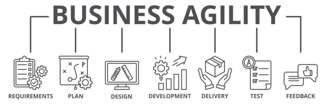 Business agility banner web icon vector illustration concept
