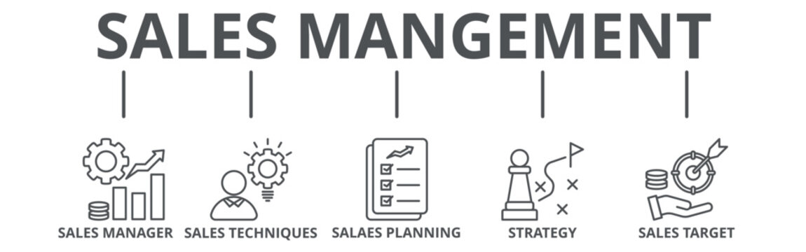Sales management banner web icon vector illustration concept