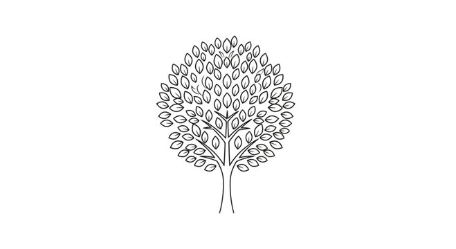 Minimalist tree outline icon, simple vector illustration, graphic design element