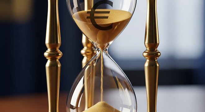 Close-up of hourglass with sand timer.