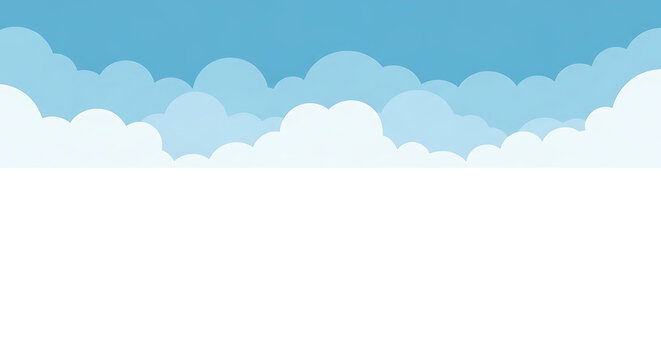 Minimalist flat vector illustration of white clouds in a blue sky with illustration background minimalist atmosphere abstract