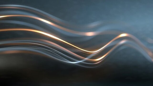 Abstract flowing lines, suggestive of data streams or energy pathways, dance across a dark, textured backdrop. Evokes a sense of movement, dynamism. 