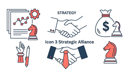 Fototapeta premium Strategic alliance and collaboration concepts illustrating negotiation, planning, and partnership in a modern business environment.