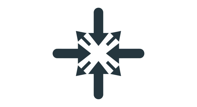 Abstract circular star icon with outward arrows, geometric design.