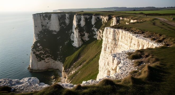 Dramatic coastal cliffs overlooking the ocean seascape
