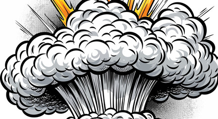 Comic Book Explosion, Smoke Cloud, Burst of Energy, Retro Style © Romadon