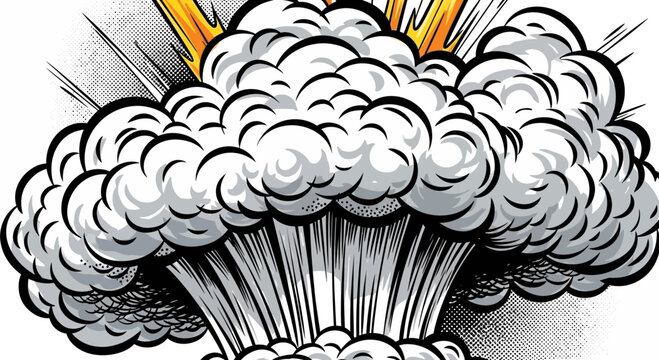 Comic Book Explosion, Smoke Cloud, Burst of Energy, Retro Style
